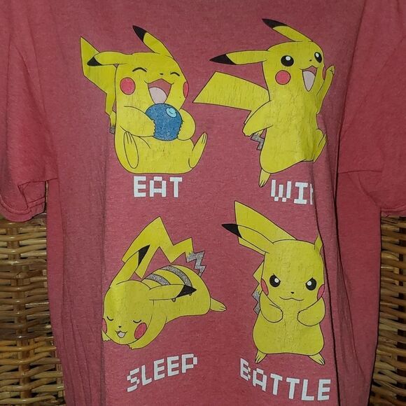 Pokemon Picachu Eat Win Sleep Battle T-shirt XL - Picture 2 of 4